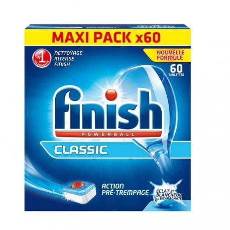 Finish Lot De 60 Tablettes Lave-Vaisselle Classic Powerball Antitâches