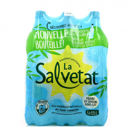 La Salvetat Eau Gazeuse Minérale Naturelle : Le Pack De 6 Bouteille De 1,15L