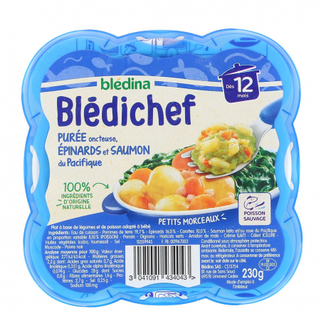 BLEDINA Blédichef assiettes légumes poissons dès 12 mois 4x230g pas cher 