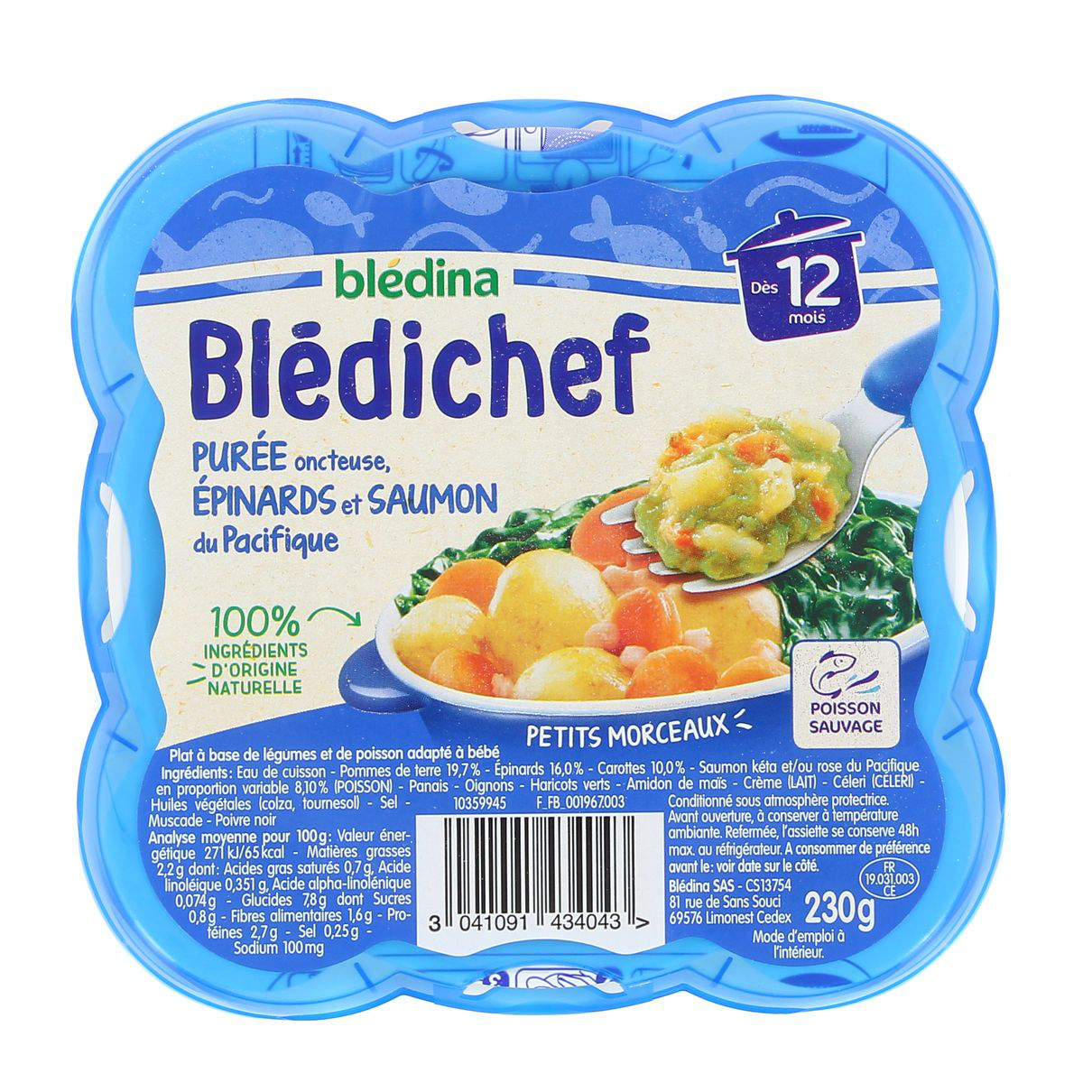 Blédina - Blédichef - Repas Bébé 15 Mois - 9 Plats Risotto Courgettes  Saumon Mozzarella - Petits Morceaux - 100% Ingrédients d'Origine Naturelle  - Dès