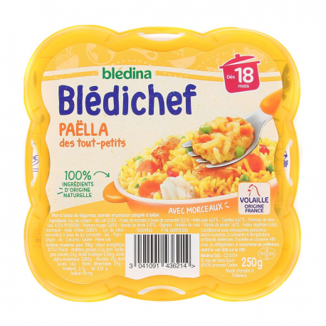 Blédina Blédichef Plat Bébé Dès 18 Mois Paëlla Des Tout-Petits La Barquette De 250G