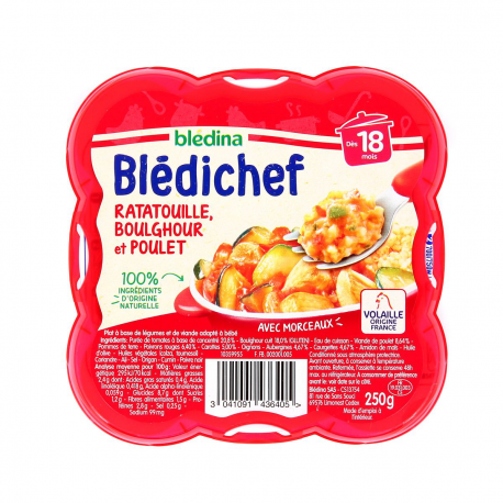 Blédina Blédichef Plat Bébé Dès 18Mois Ratatouille, Boulghour & Poulet La Barquette De 250G