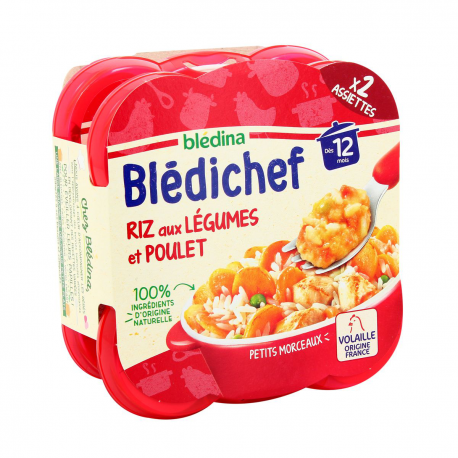 Blédina Blédichef Plat Bébé Dès 12 Mois Riz Aux Légumes Et Poulet Les 2 Barquettes De 230G