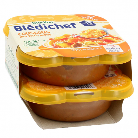 Blédina Blédichef Plat Bébé Dès 12 Mois Couscous Des Tout-Petits Les 2 Barquettes De 230G