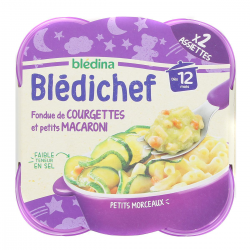 Blédina Blédichef Plat Bébé Dès 12 Mois Fondue De Courgettes Et Petits Macaroni Les 2 Barquettes De 230G