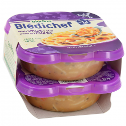 Blédina Blédichef Plat Bébé Dès 12 Mois Petits Spaghetti Et Crème De Légume Les 2 Barquettes De 230G