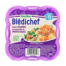 Blédina Blédichef Plat Bébé Dès 15 Mois Petits Légumes Et Mousseline De Patate Douce La Barquette De 250G