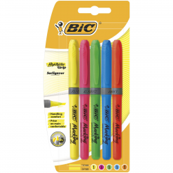 Bic 5 Surligneurs Highlighter Grip Briteliner