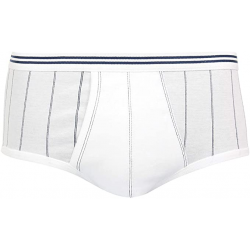 Eminence Slip À Rayures Taille Haute Homme Ouvert Pur Coton Blanc T4