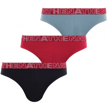 Athena Lot De 3 Slips Homme Basic Color Noir/Bordeaux/Gris T6