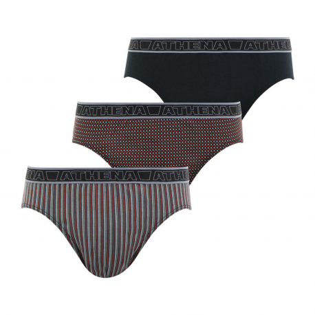 Athena Slip Homme Rouge Taille Basse Tonic T8 Athena : Le Lot De 3 Slips