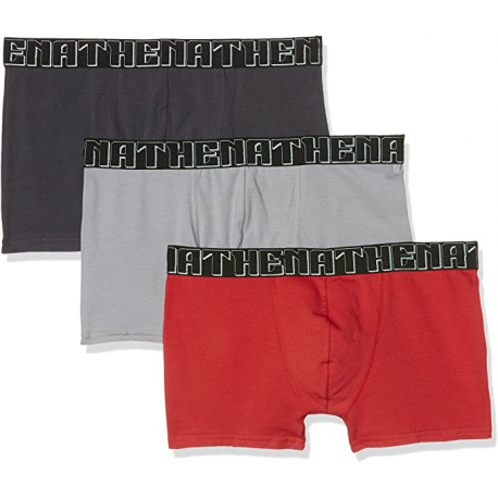 Athena Lot De 3 Boxers Pour Homme Athena Easy Chic Anthracite/Coquelicot/Gris T4