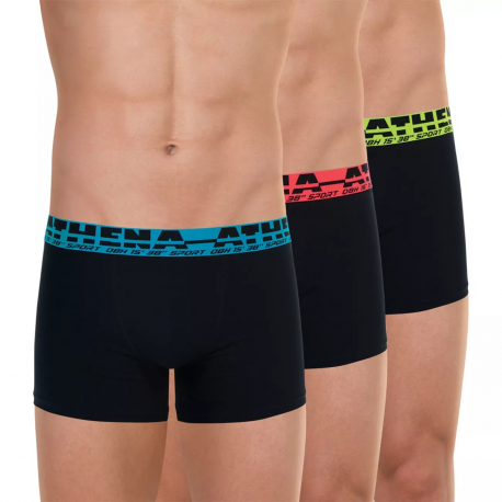 Athena Lot De 3 Boxers Homme Coton Easysport Noir-Noir-Noir T5