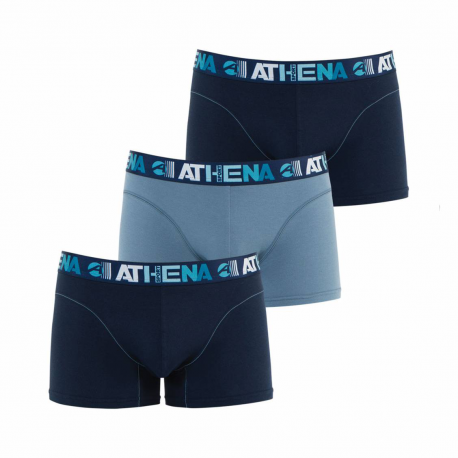 Athena Lot De 3 Boxers Pour Homme Marine-Gris-Marine T4