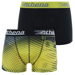 Athena Lot De 2 Boxers Pour Garçon Micro Perf Noir Jaune 6/8 Ans