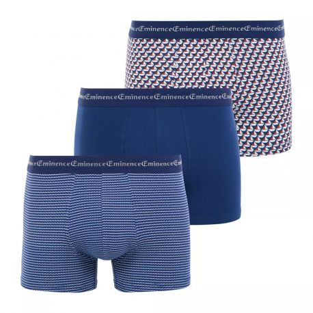 Eminence Lot De 3 Boxers Homme Business Print Pois/Uni Marine/Pois T6