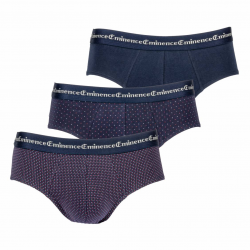 Eminence Lot De 3 Slips Eminence En Coton Stretch Bleu Marine À Motifs Blancs Et Rouges T5