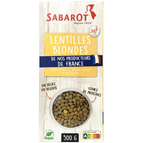 Sabarot Lentilles Blondes France 500G