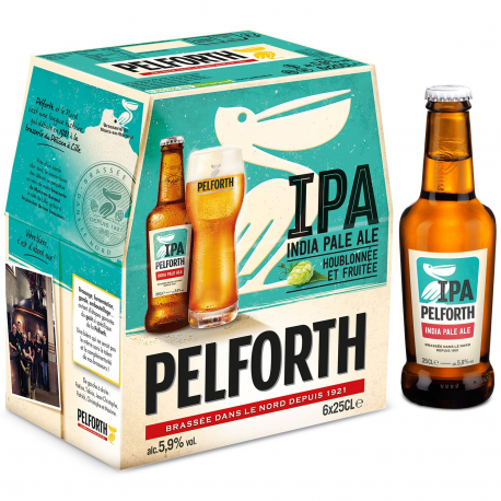 Pelforth Bière Blonde Ipa : Le Pack De 6 Bouteilles De 25Cl