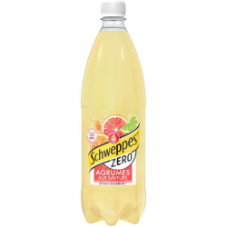 Schweppes Zéro Boisson Gazeuse Saveur 4 Agrumes 1L