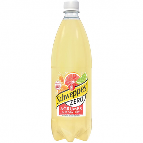 Schweppes Zéro Boisson Gazeuse Saveur 4 Agrumes 1L