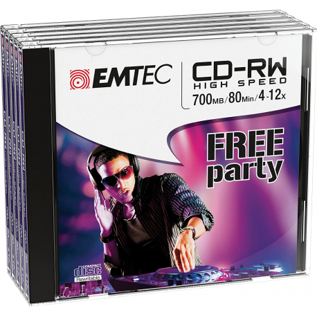 Emtec Pack De 5 Cd-Rw 700Mb/80Min 4-12X Jewel Case