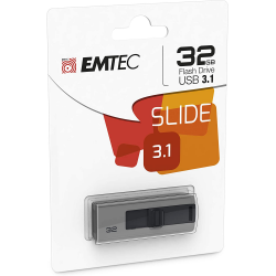 Emtec Clé Usb 3.0 Série Runners Collection B250 Slide 32 Go Slider Coulissant Gris Noir Design Exclusif