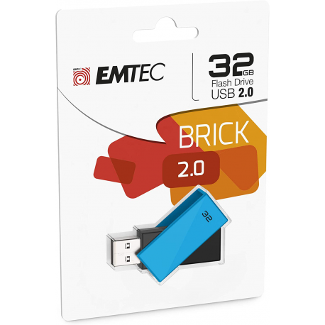 Emtec Clé Usb 2.0 Séries Runners Collection Brick C350 32 Go Métal En Alliage De Zinc Noire Bleue