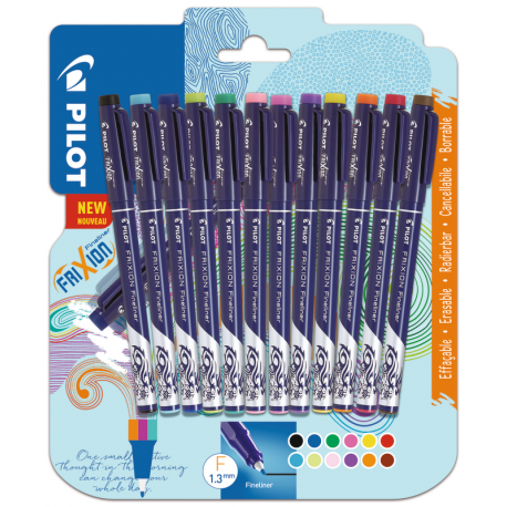 Pilot Feutre D'Écriture Effacable Frixion Fineliner X12 Pointe Fine Coloris Assortis