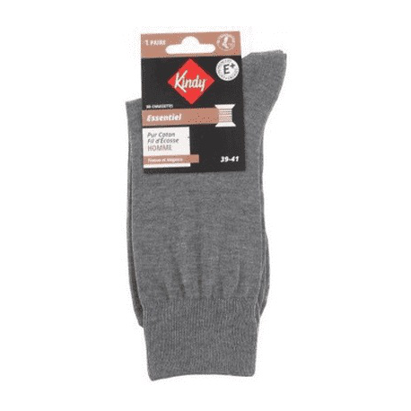 Kindy Chaussettes Hommes Pur Fil D'Ecosse Pieds Sensibles Gris 39/41