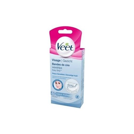 40 Bande Cire Visage Peaux Sensibles Veet