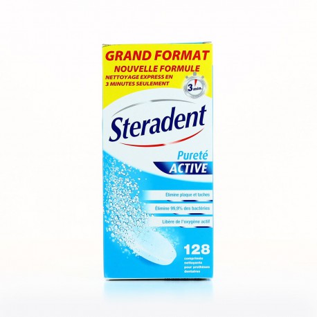 128 Comprimes Nettoyant Purete Active Steradent