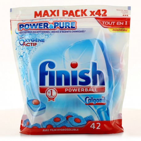 42 Tablets Lave Vaisselle Tout En 1 Powerpure Finish Calgonit