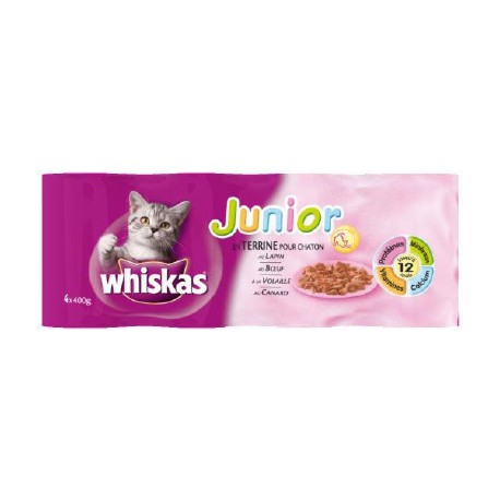 Whiskas Chaton Canard Volaille Boeuf Lapin 4X1/2 1.6Kg