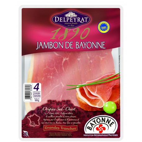 100G 4 Grandes Tranches Jambon De Bayonne Delpeyrat