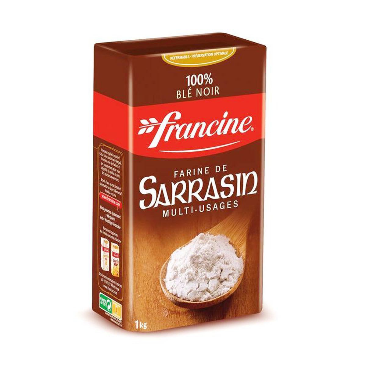 FRANCINE Farine de sarrasin 100% blé noir multi-usages 1kg pas