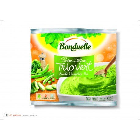 Bonduelle Purée Trio Légumes Verts Surgelés Bonduelle Sachet 720G