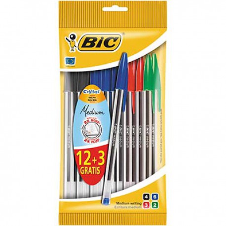 Bic 12+3 Stylos Bille Cristal
