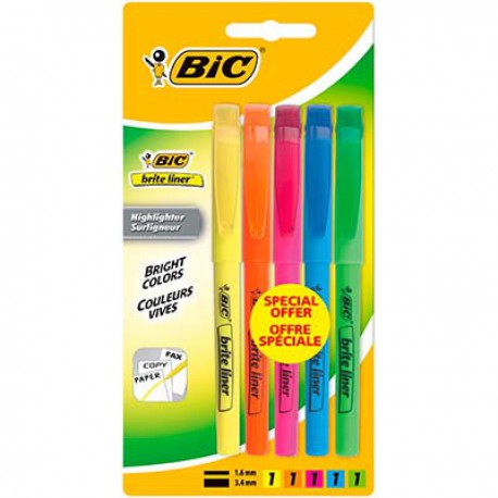Bic 5 Surligneurs Brite Liner