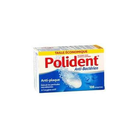 Polident Nettoyant Anti Bacterien 108 Comprimes