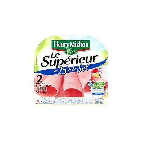 80G 2 Tranches Jambon Superieur Omega 3 Fleury Michon