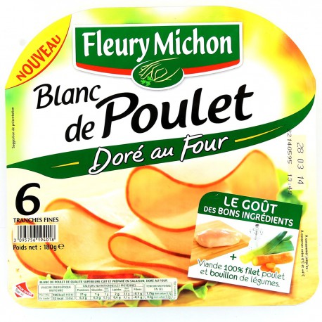 180G 6 Tranches Blanc De Poulet Dore Au Four Fleury Michon
