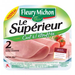 80G 2 Tranches Jambon Le Superieur Sans Couenne Etouffee Fleury Lichon