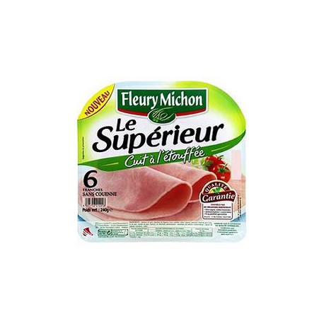 240G 6 Tranches Jambon Le Superieur Sans Couenne Etouffee Fleury Michon