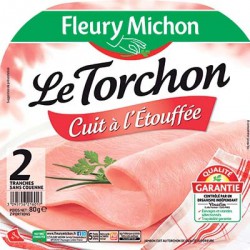 80G 2 Tranches Jambon Le Torchon Sans Couenne Etouffee Fleury Michon