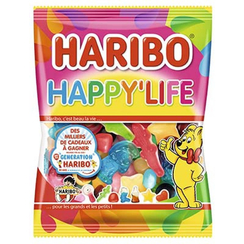 Assortiment de bonbons haribo Happy Life - parfums fruités - boîte