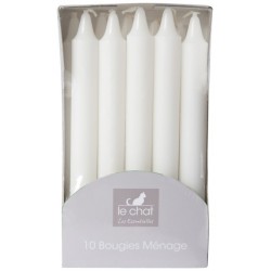 Boite 10 Bougies Blanches Menages Le Chat