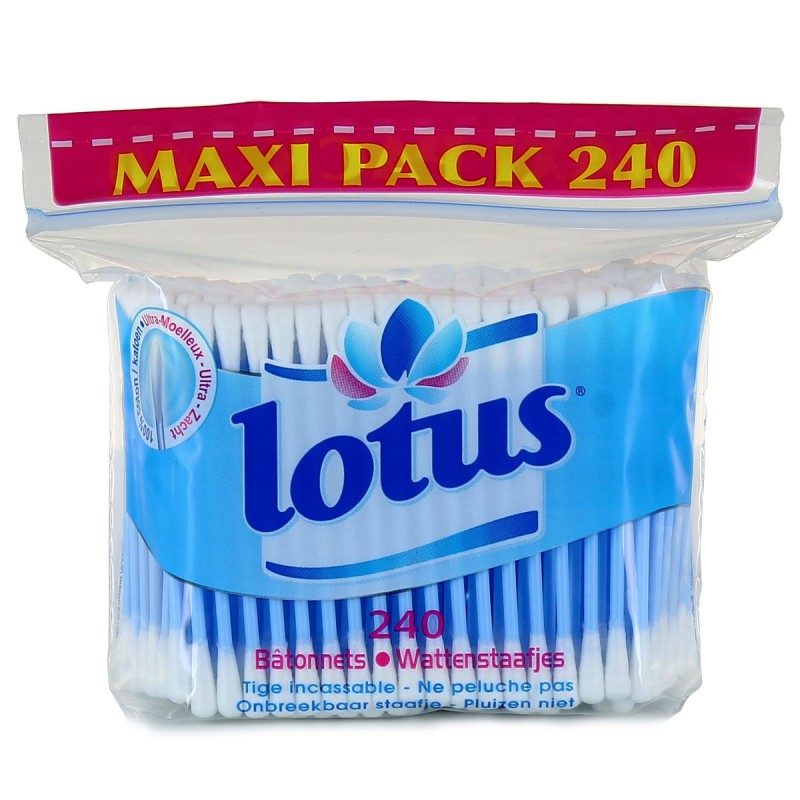 Lotus Coton-tiges en papier et coton Bio - Sachet 240 Bâtonnets