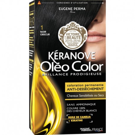 Coloration Cheveux 01 Noir Obscur Oleocolor Keranove