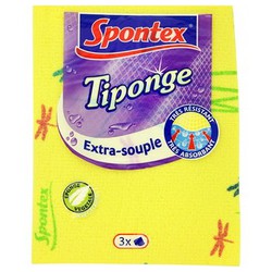 3X Tiponge Spontex Tissus Éponge Extra Souple